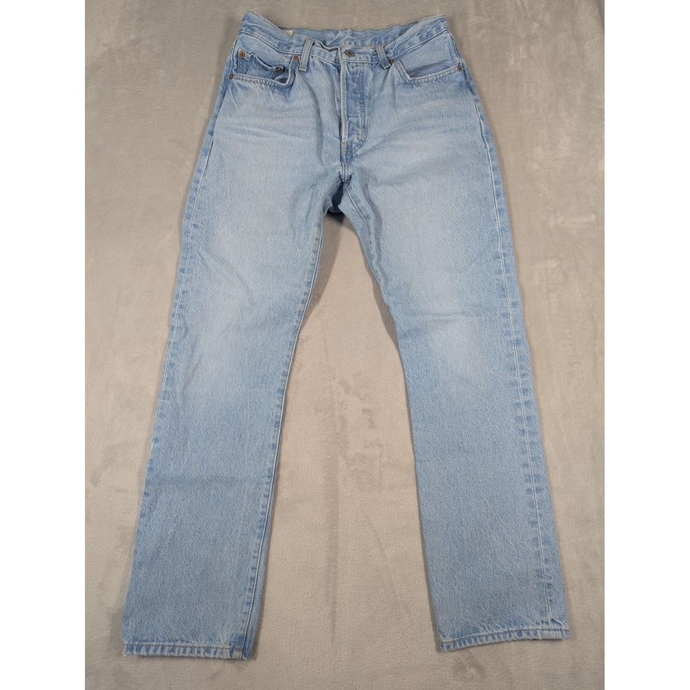 Levis 501 Jeans Womens 32 Blue Light Wash Straight Button Fly Denim